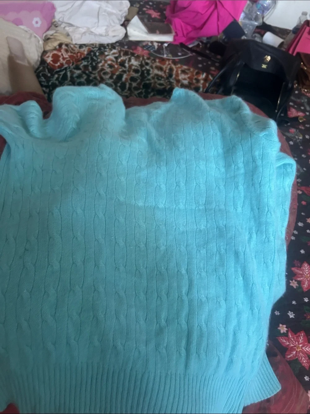 Polo by Ralph Lauren  vintage Pale Blue Cable-Knit Cashmere Sweater